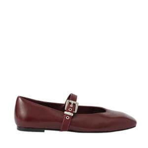 Mint Velvet Bea Burgundy Leather Ballet Flats